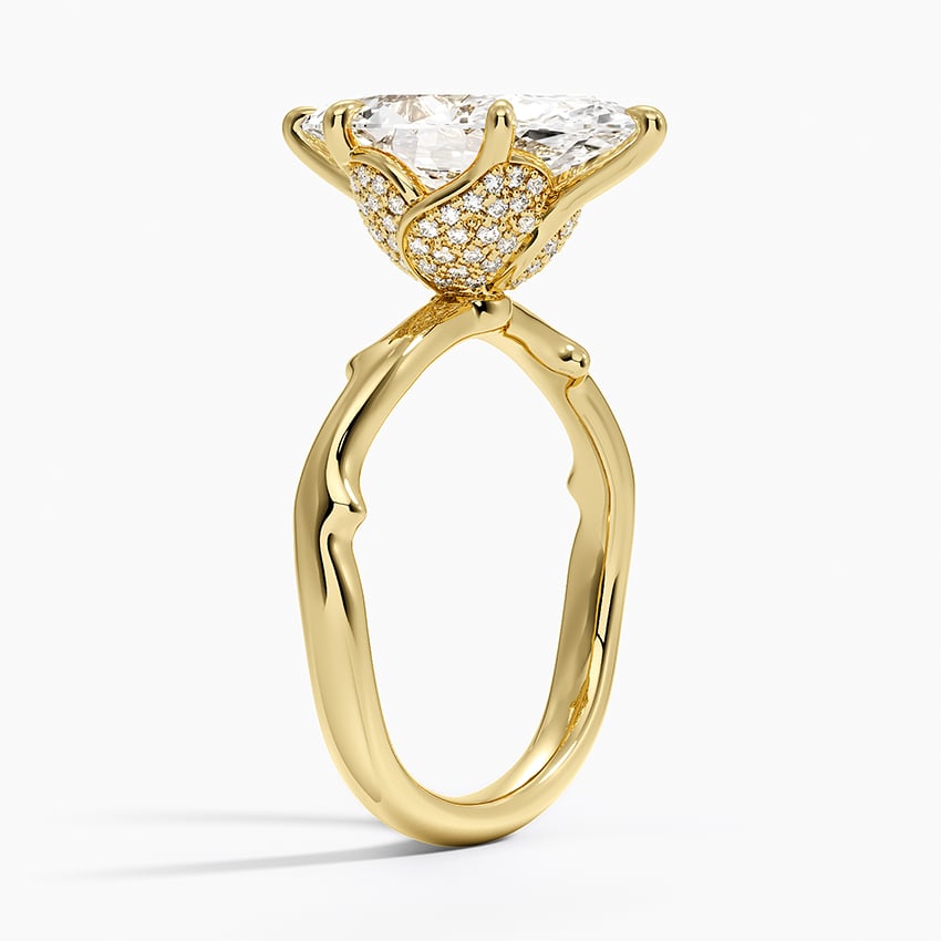 18K Yellow Gold Rose Thorn Hidden Accent Diamond Ring (1/4 ct. tw.)