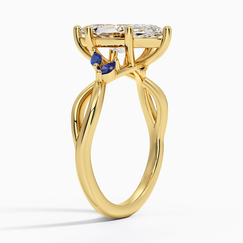 18K Yellow Gold Willow Ring With Sapphire Accents
