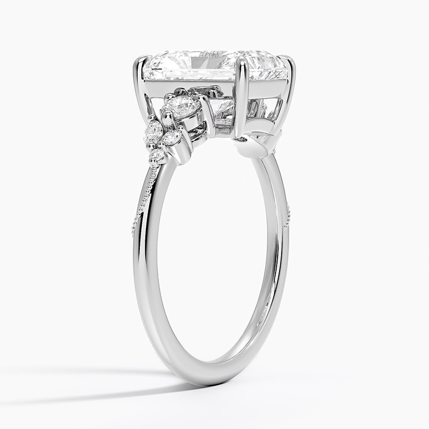 18K White Gold Camellia Three Stone Diamond Ring (1/3 ct. tw.)