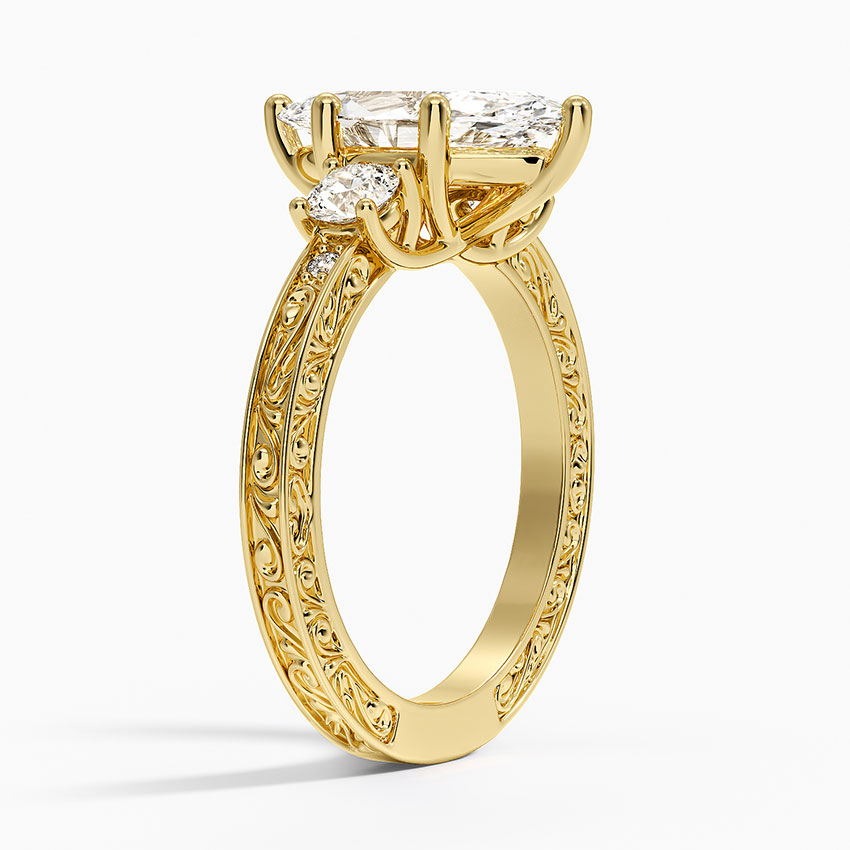 Antique Scroll Engraved Three Stone Diamond Ring (1/3 ct. tw.)
