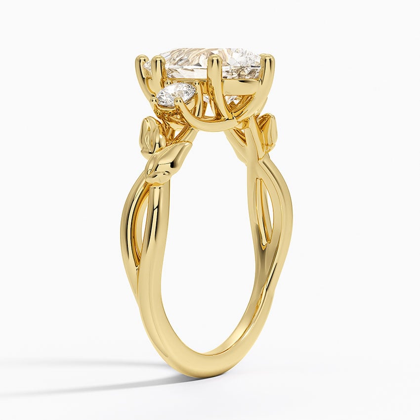 18K Yellow Gold Budding Willow Three Stone Diamond Ring