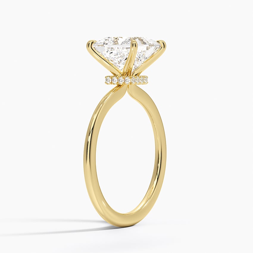 18K Yellow Gold Petite Secret Halo Diamond Ring