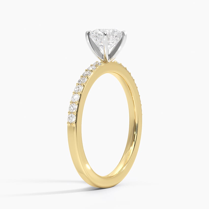 18K Yellow Gold Six Prong Petite Shared Prong Diamond Ring (1/5 ct. tw.)