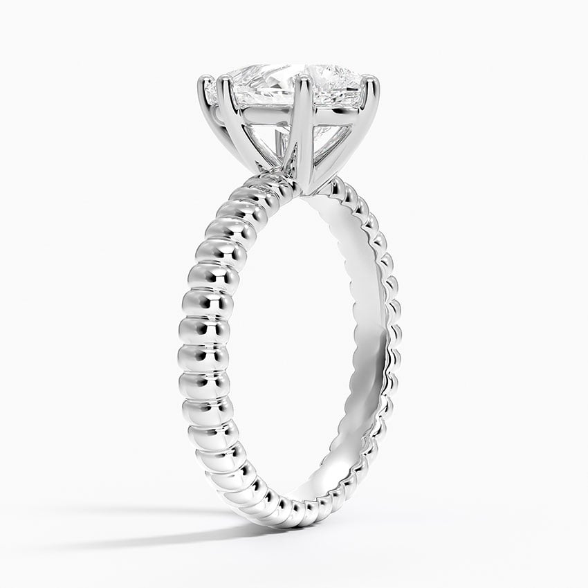 18K White Gold Petra Textured Solitaire Ring