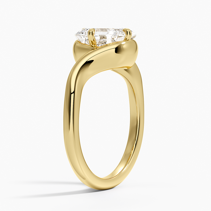18K Yellow Gold Bezel Bypass Solitaire Diamond Ring