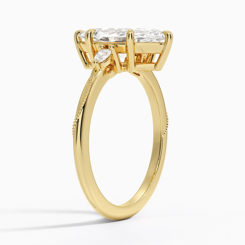 Camellia Three Stone Pear Diamond Ring