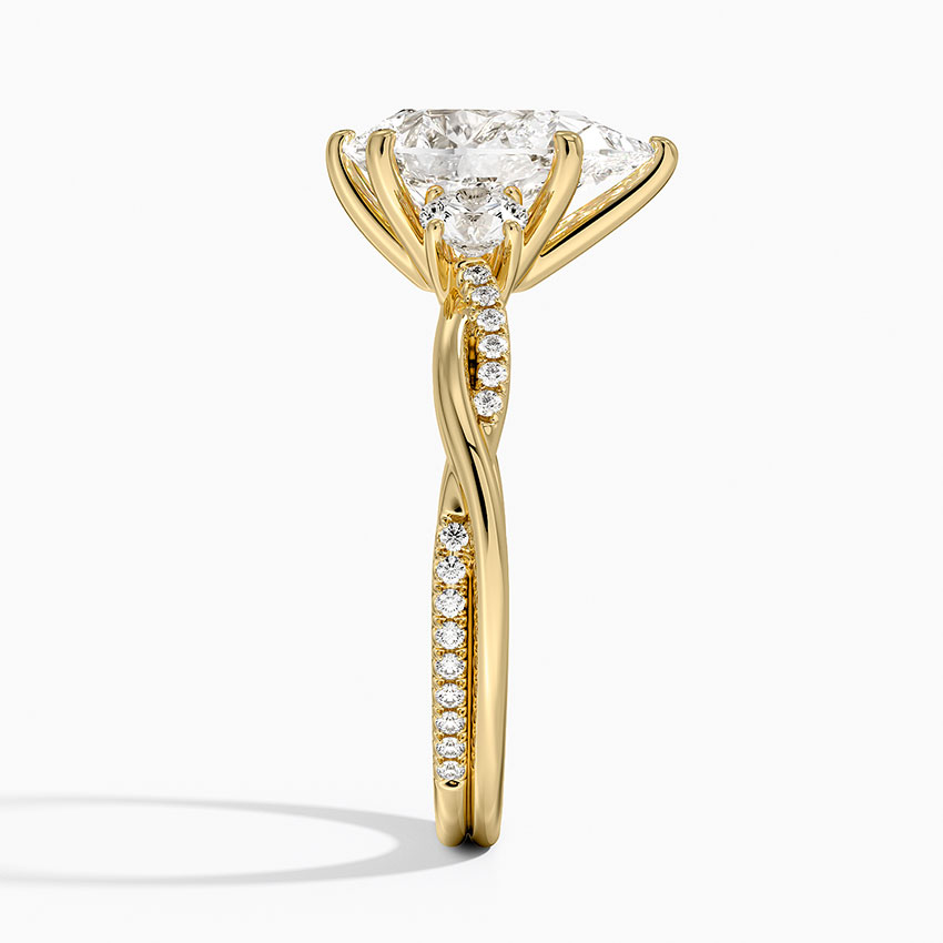 18K Yellow Gold Petite Twisted Vine Three Stone Diamond Ring (2/5 ct. tw.)