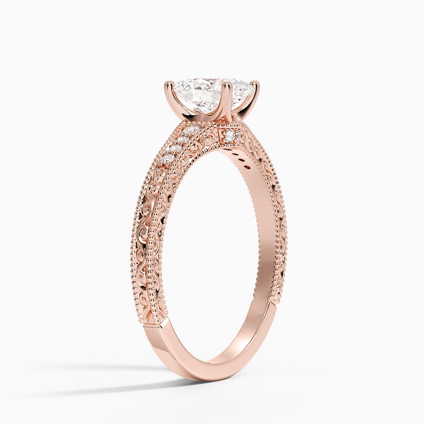 14KR Moissanite Hudson Engraved Diamond Ring, large top view