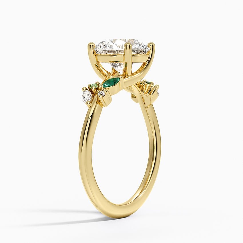 Arden Diamond Ring with Lab Emerald Accents - Brilliant Earth