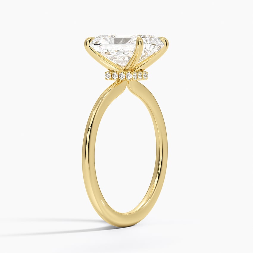 18K Yellow Gold Petite Secret Halo Diamond Ring