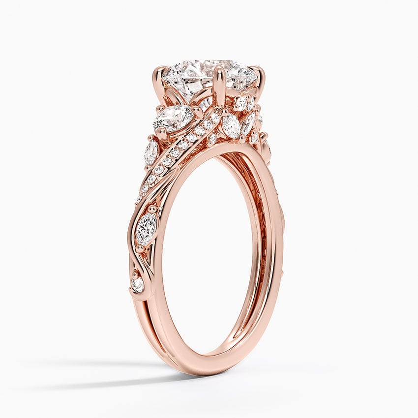 14K Rose Gold Begonia Vine Three Stone Diamond Ring (2/3 ct. tw.)
