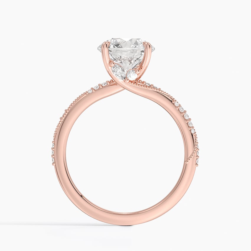 14K Rose Gold Camellia Hidden Accent Diamond Ring