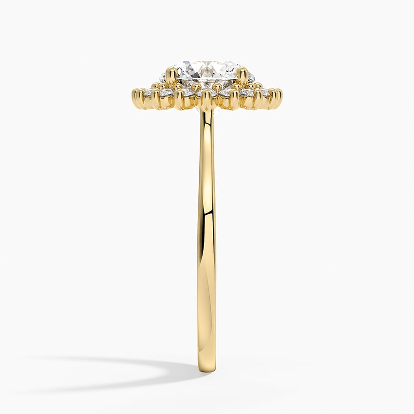 14K Yellow Gold Sunburst Halo Diamond Ring (1/4 ct. tw.), large side view