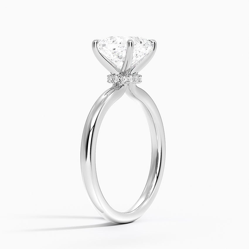 18K White Gold Secret Halo 2mm Diamond Ring