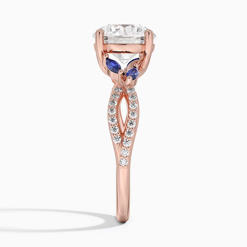 14K Rose Gold Luxe Willow Sapphire and Diamond Ring (1/8 ct. tw.)