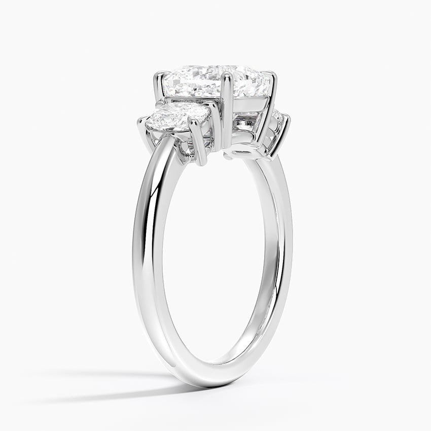 18K White Gold Faye Elongated Cushion Three Stone Diamond Ring