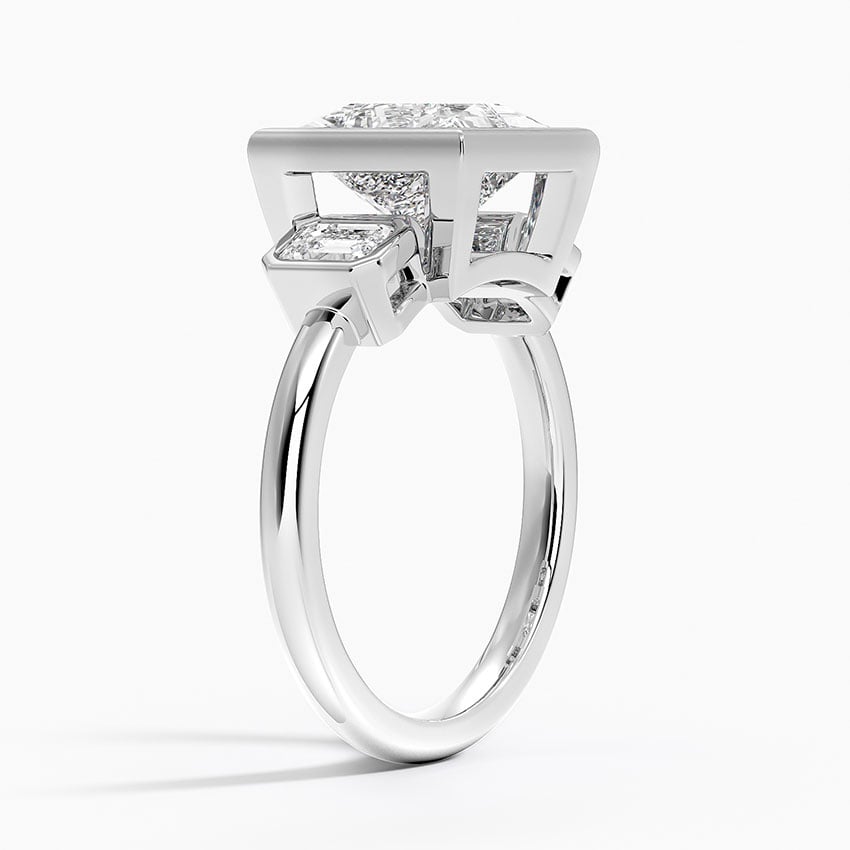 18K White Gold Rhiannon Bezel Three Stone Diamond Ring