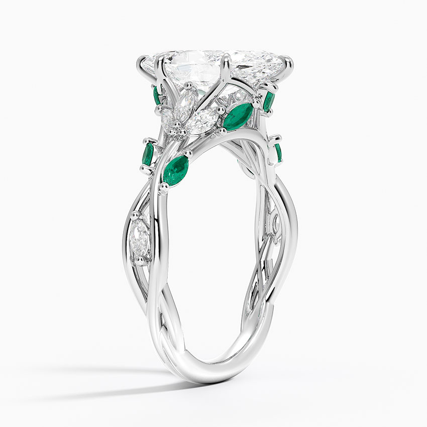 Platinum Secret Garden Lab Emerald and Diamond Ring (1/4 ct. tw.)