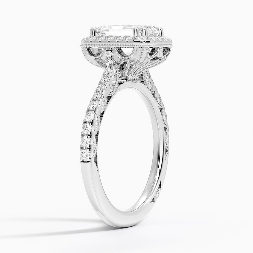 Halo Ring With Diamond Accented Gallery and Band
