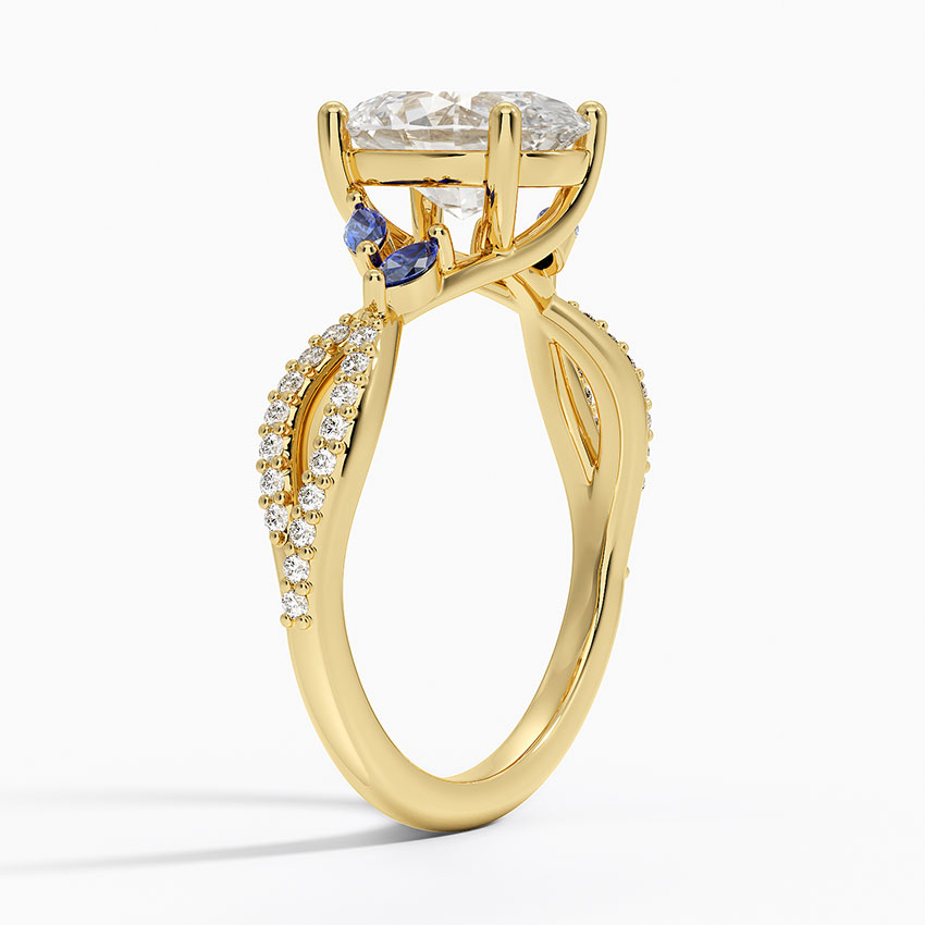 18K Yellow Gold Luxe Willow Sapphire and Diamond Ring (1/8 ct. tw.)