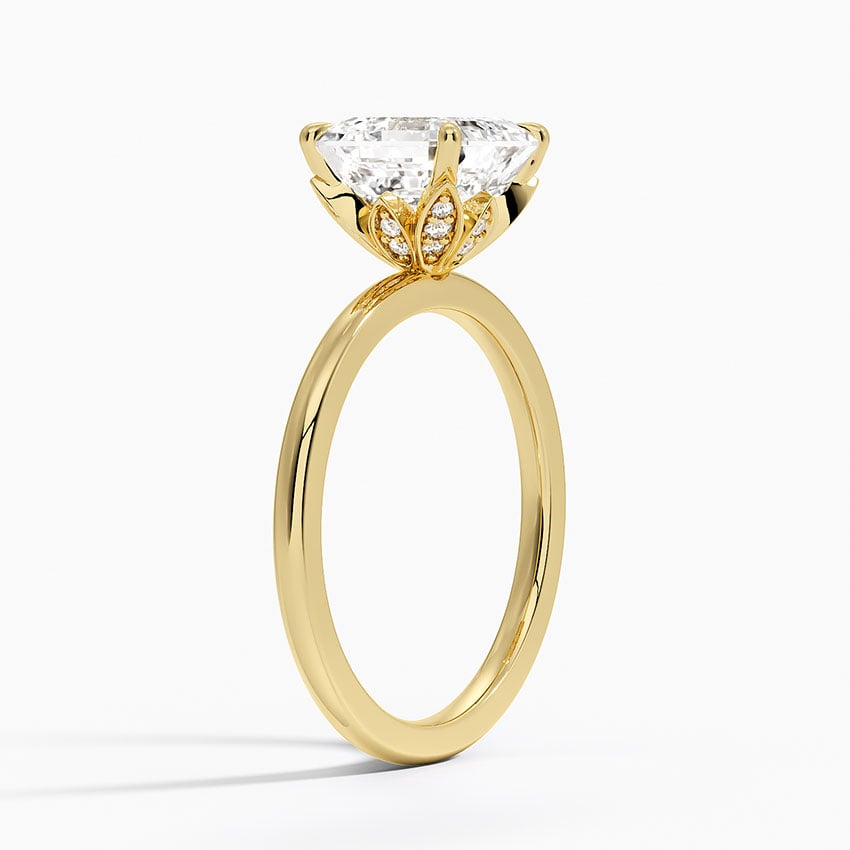 Diamond Accented Petal Prong Engagement Ring