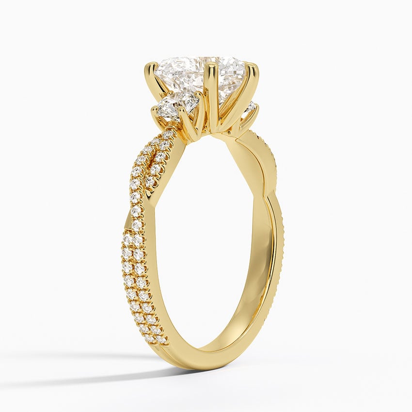 Luxe Three Stone Petite Twisted Vine Diamond Ring