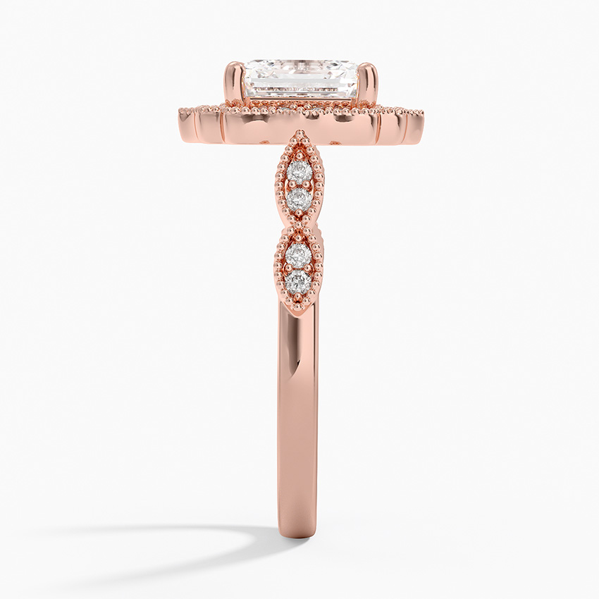 14K Rose Gold Cadenza Halo Diamond Ring