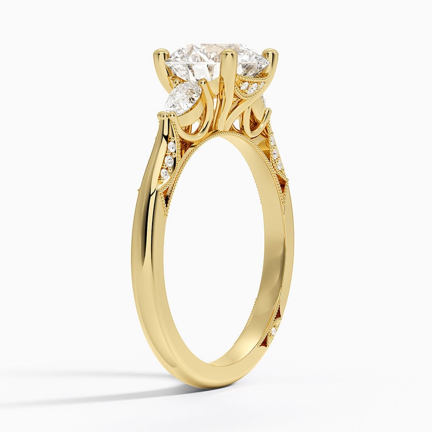 Three Stone Milgrain Pavé Diamond Setting | Simply Tacori Three Stone ...