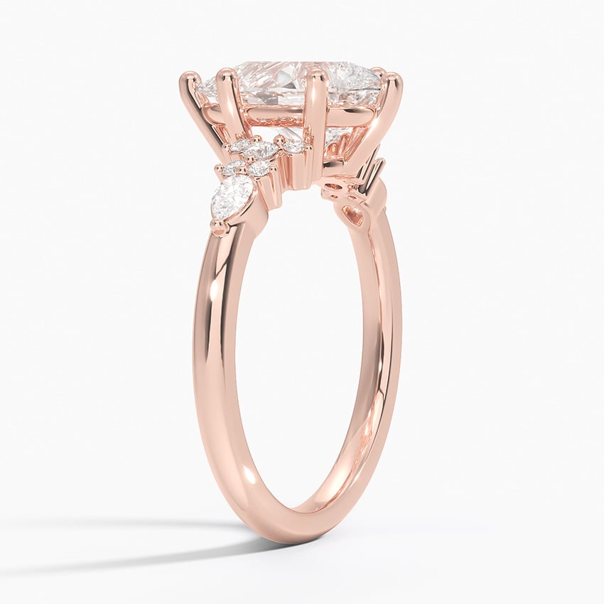 14K Rose Gold Rosette Diamond Ring
