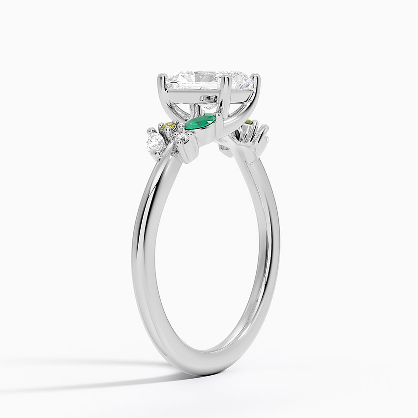 Platinum Arden Diamond Ring with Lab Emerald Accents