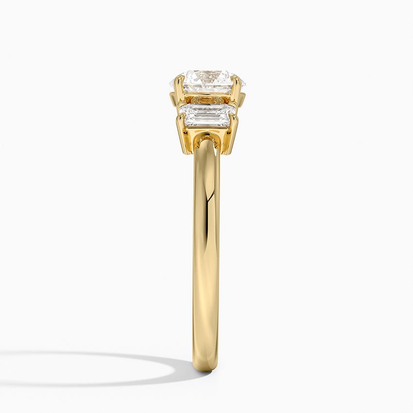 18K Yellow Gold Rhiannon Emerald Cut Three Stone Diamond Ring (1/2 ct. tw.)