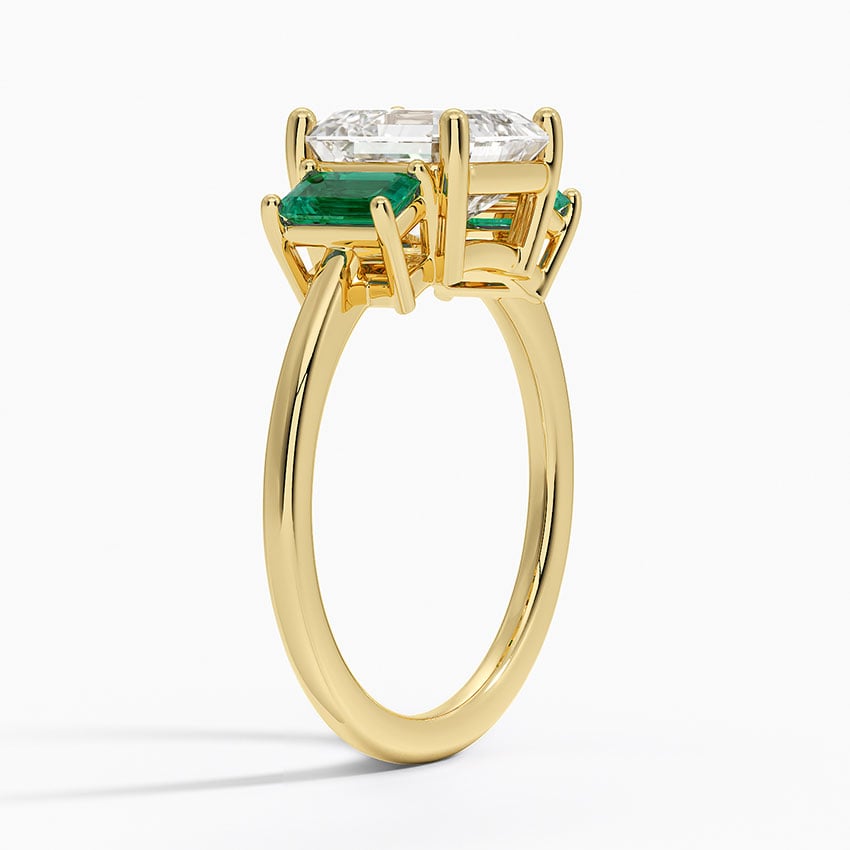 Luxe Rhiannon Three Stone Lab Emerald Ring