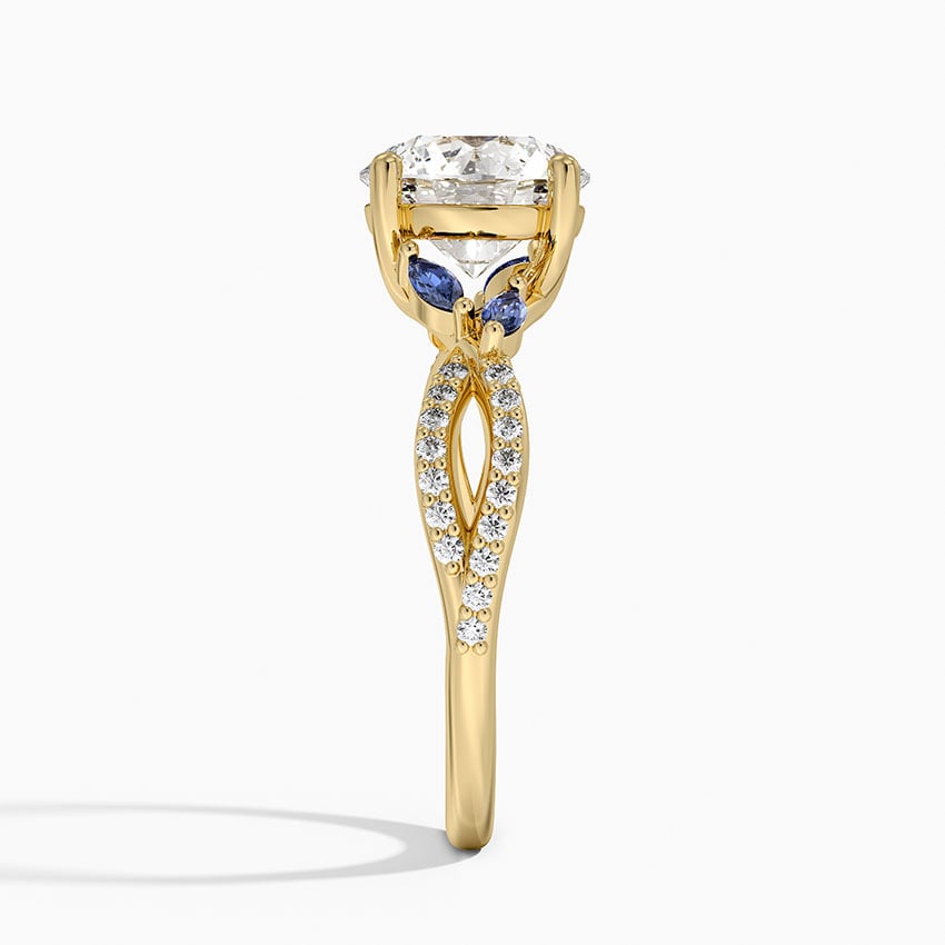 18K Yellow Gold Luxe Willow Sapphire and Diamond Ring (1/8 ct. tw.), large side view