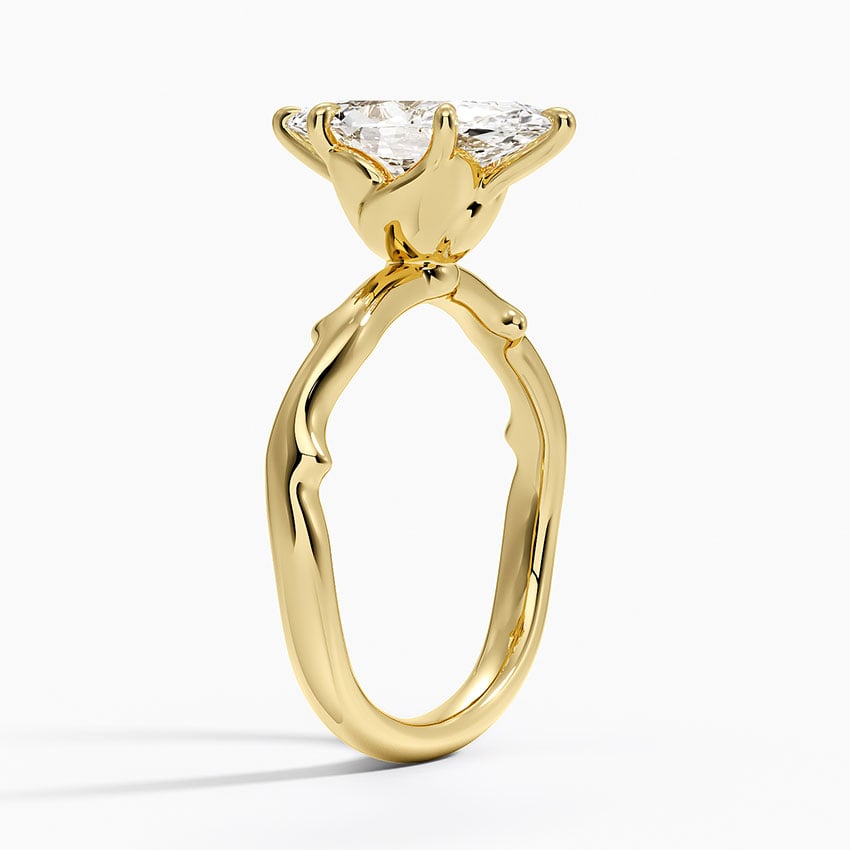 18K Yellow Gold Rose Thorn Solitaire Ring