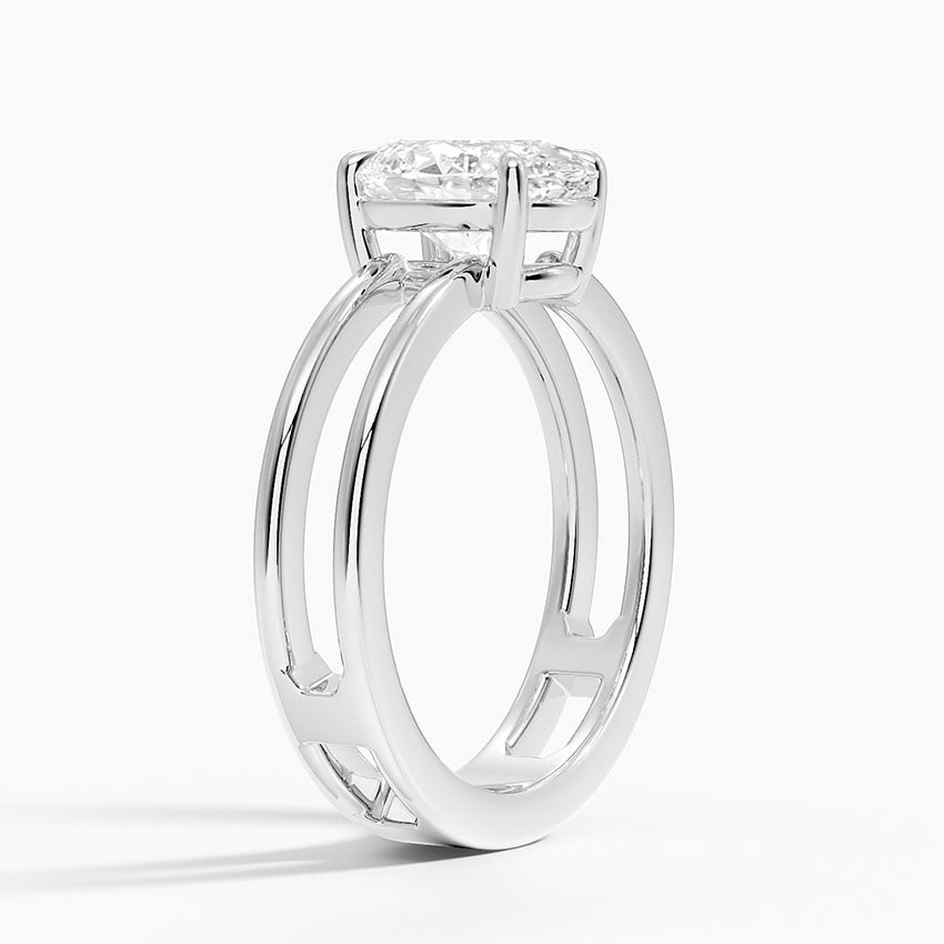 18K White Gold Aimee Open Double Band Solitaire Ring