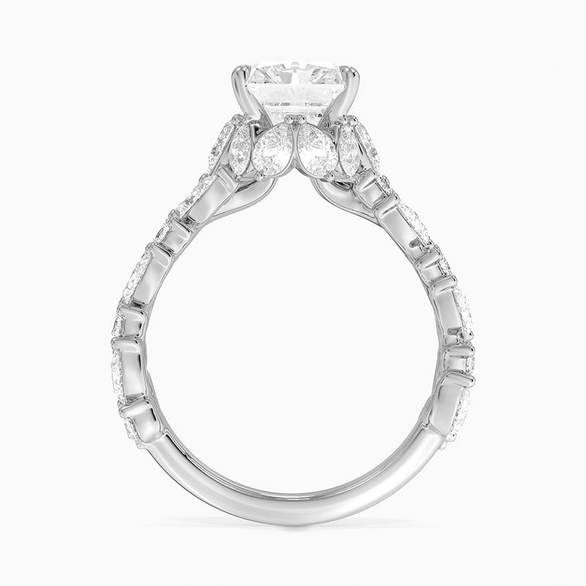 Olivetta Double Row Diamond Engagement Ring in 18K White Gold