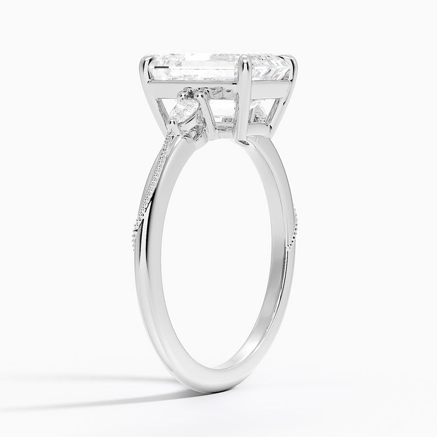 Platinum Camellia Three Stone Pear Diamond Ring