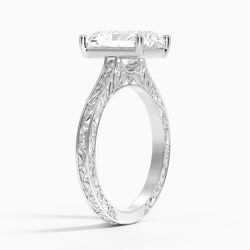 Platinum Grove Perfect Fit Engraved Diamond Ring (1/10 ct. tw.)