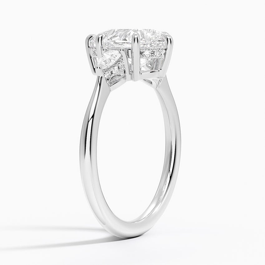 18K White Gold Adorned Petite Opera Three Stone Diamond Ring