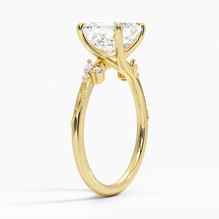 Camellia Milgrain Engagement Ring - Floral Diamond Ring