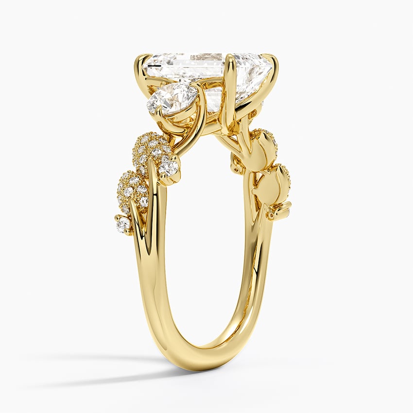 18K Yellow Gold Canopy Three Stone Diamond Ring