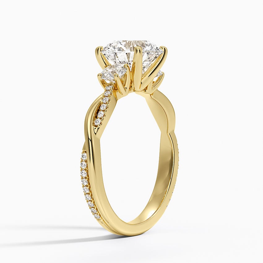 18K Yellow Gold Petite Twisted Vine Three Stone Diamond Ring (2/5 ct. tw.)