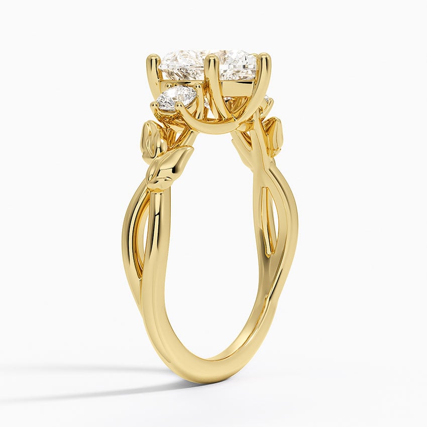 18K Yellow Gold Budding Willow Three Stone Diamond Ring