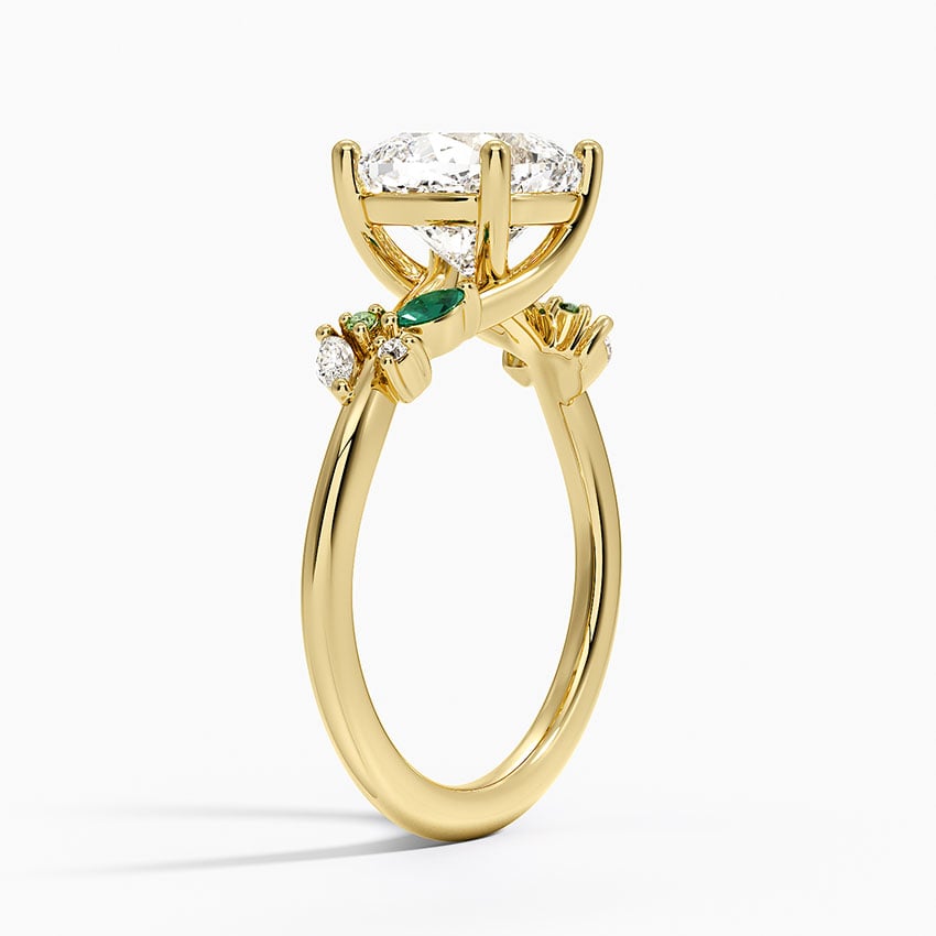 Arden Diamond Ring with Lab Emerald Accents - Brilliant Earth