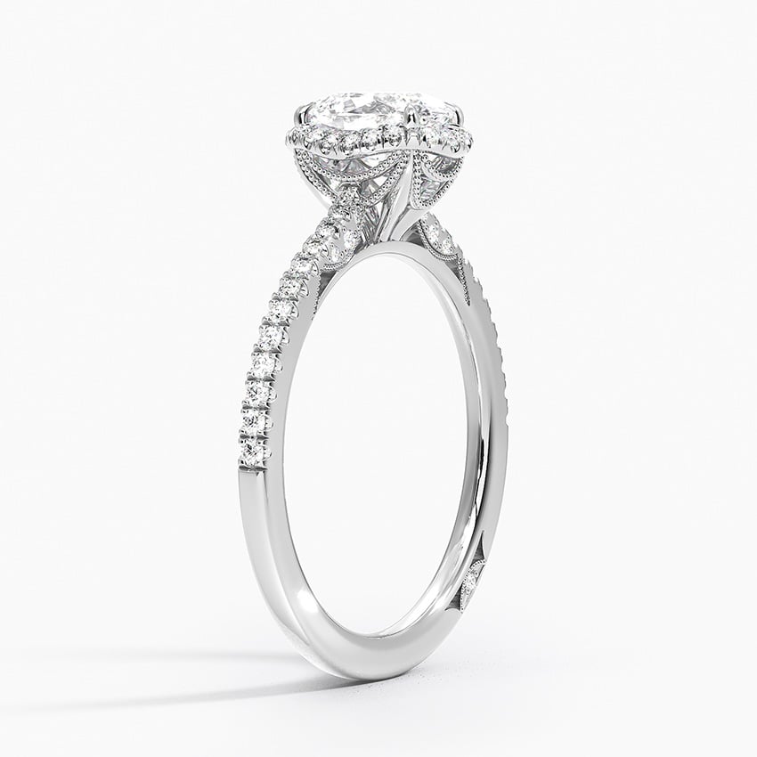 18KW Moissanite Simply Tacori Cathedral Drape Diamond Ring, large top view