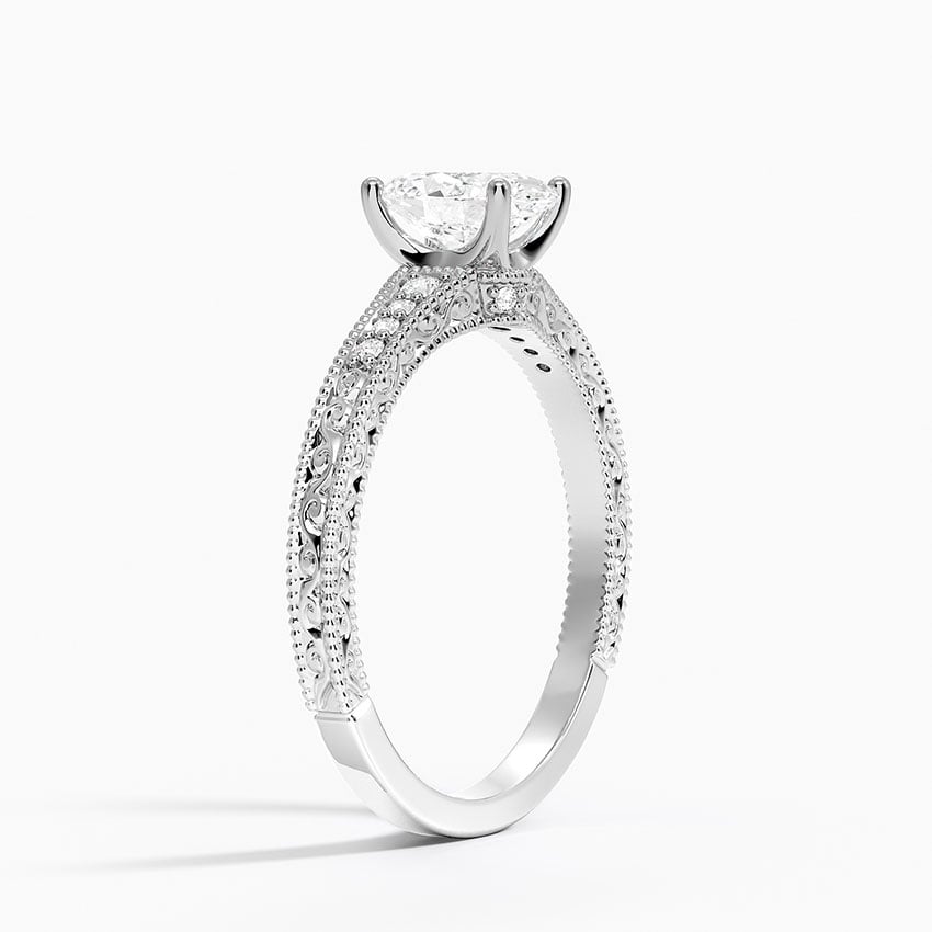 18KW Lab Grown Sapphire Hudson Engraved Diamond Ring, large top view