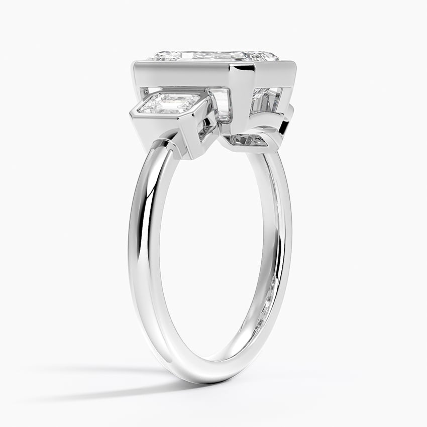 Platinum Rhiannon Bezel Three Stone Diamond Ring