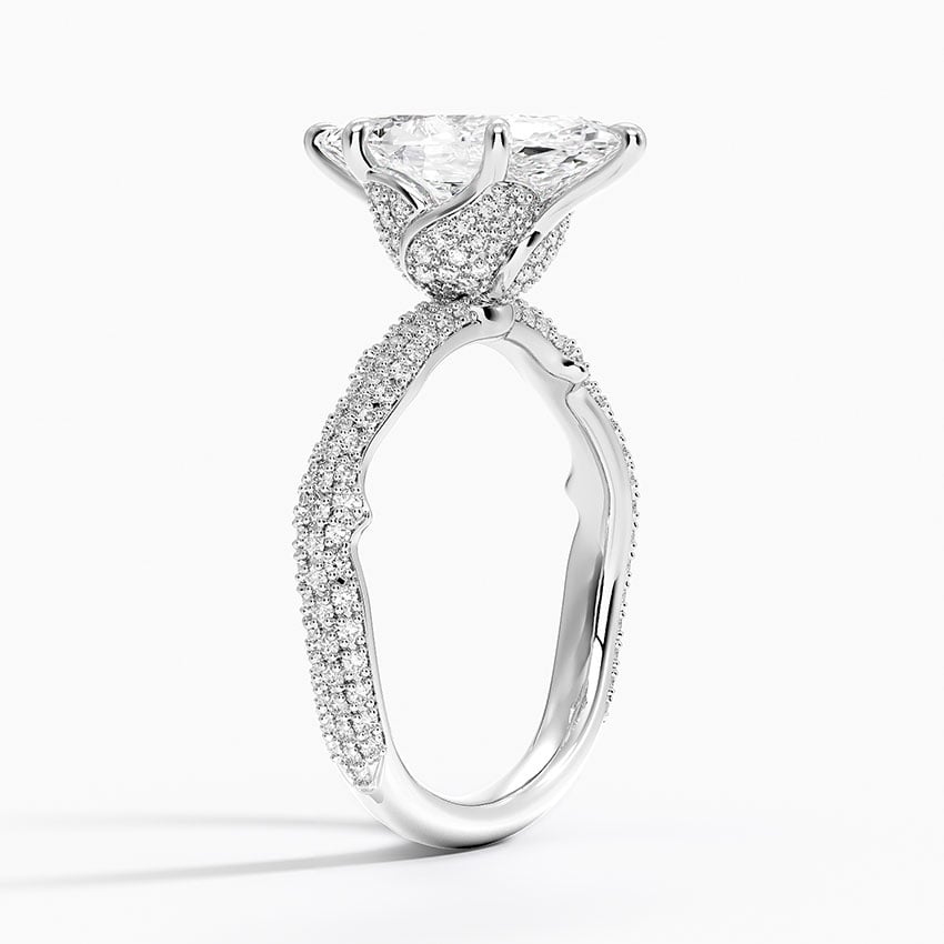 18K White Gold Rose Thorn Diamond Ring