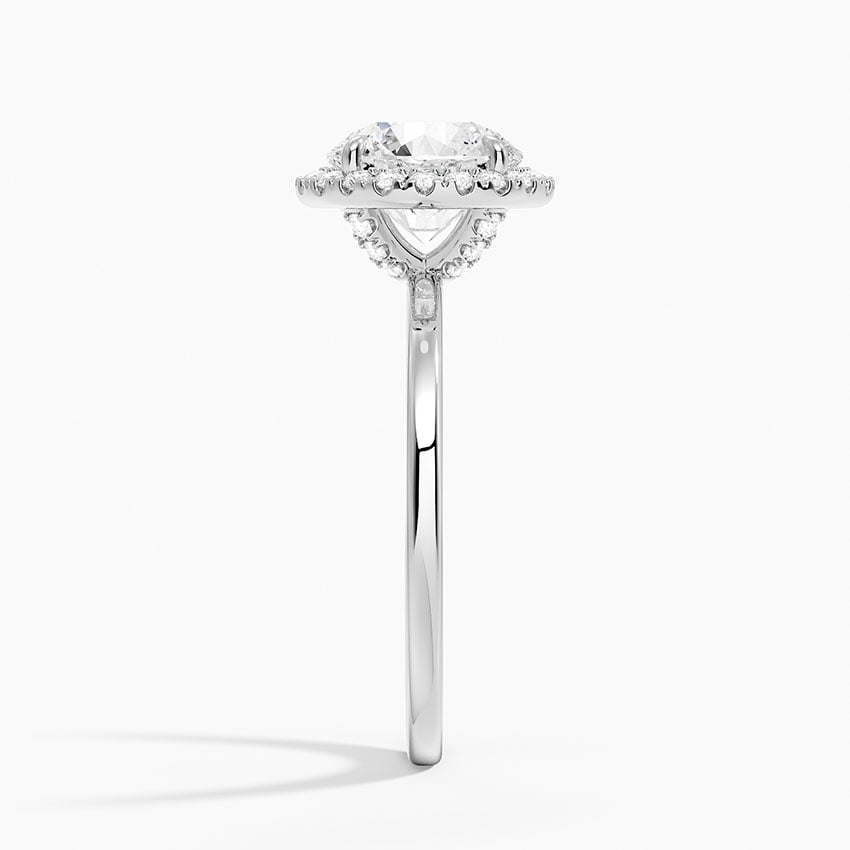 18K White Gold Vienna Halo Diamond Ring, large side view