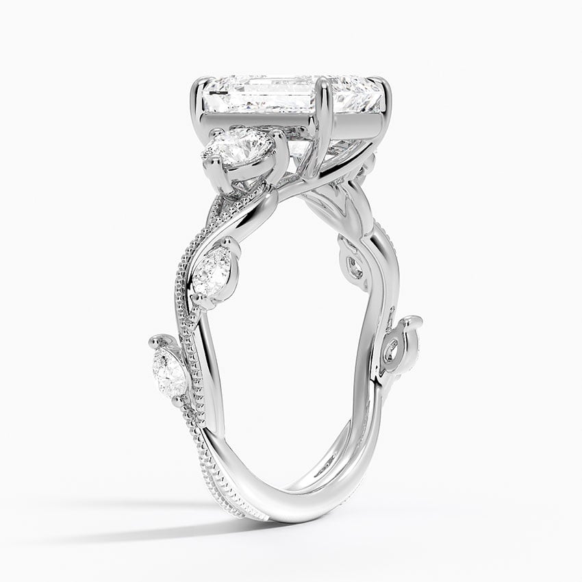 Platinum Vintage Secret Garden Three Stone Diamond Ring